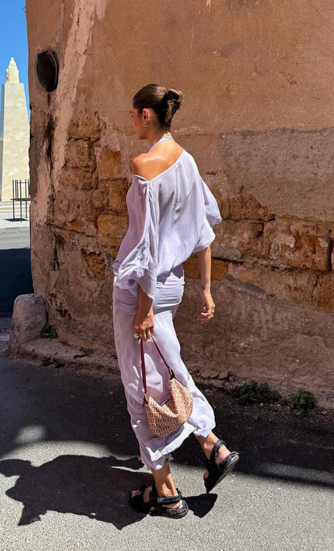 DELILAH OVERLAY MAXI DRESS - WISTERIA