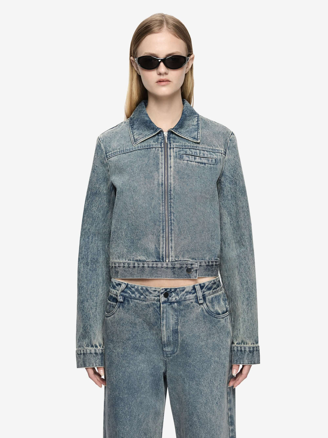 TEO CROPPED JACKET - VINTAGE BLUE