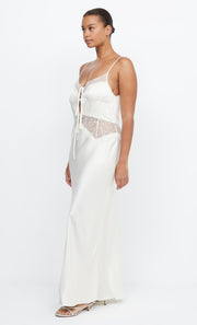 CELINE TIE MAXI DRESS - CREAM/CREAM