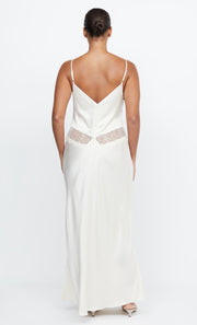 CELINE TIE MAXI DRESS - CREAM/CREAM