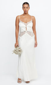 CELINE TIE MAXI DRESS - CREAM/CREAM