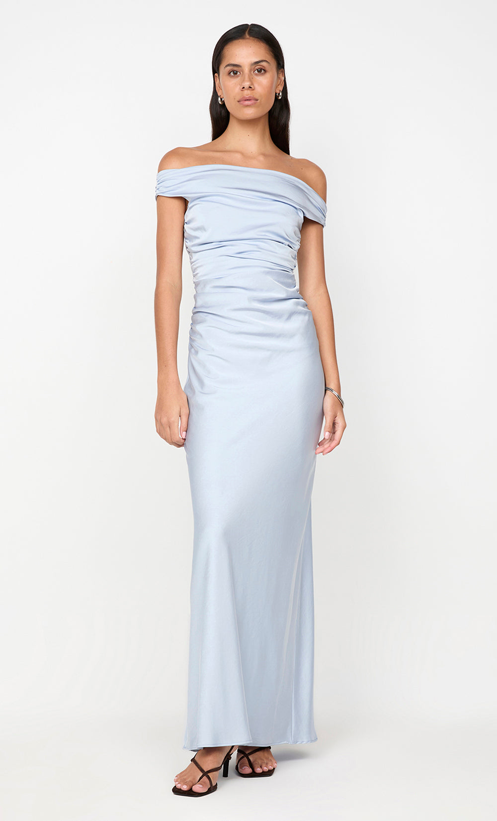 ETERNITY OFF SHOULDER MAXI - DUSTY BLUE