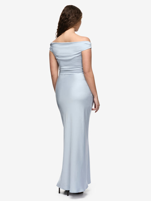 ETERNITY OFF SHOULDER MAXI - DUSTY BLUE