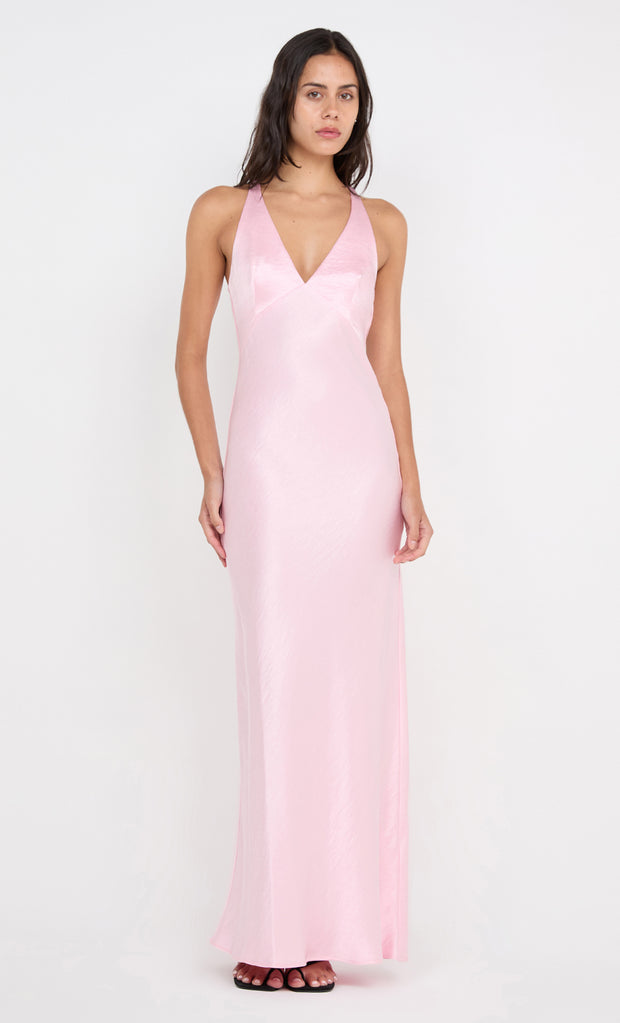 THE DREAMER V NECK DRESS - POWDER PINK