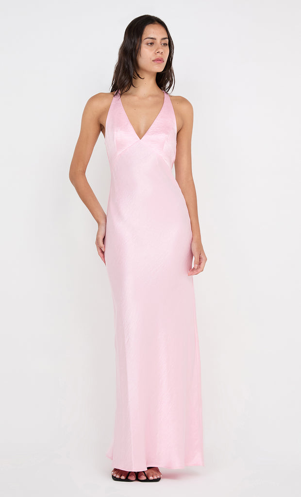 THE DREAMER V NECK DRESS - POWDER PINK