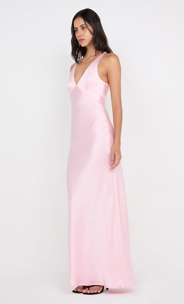 THE DREAMER V NECK DRESS - POWDER PINK
