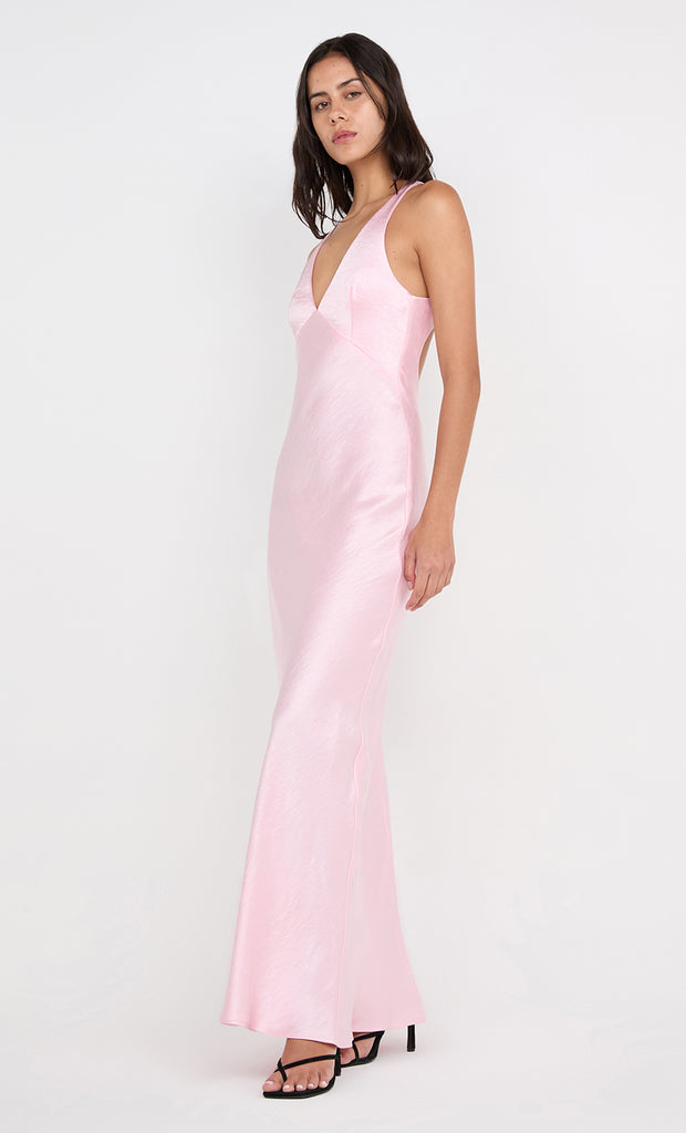 THE DREAMER V NECK DRESS - POWDER PINK