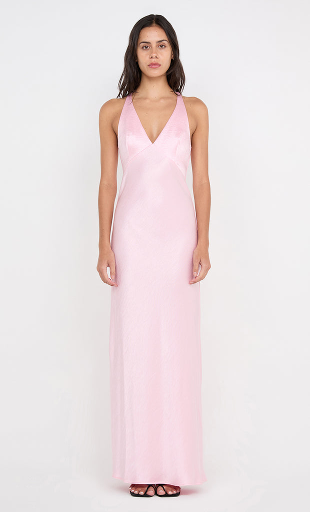 THE DREAMER V NECK DRESS - POWDER PINK