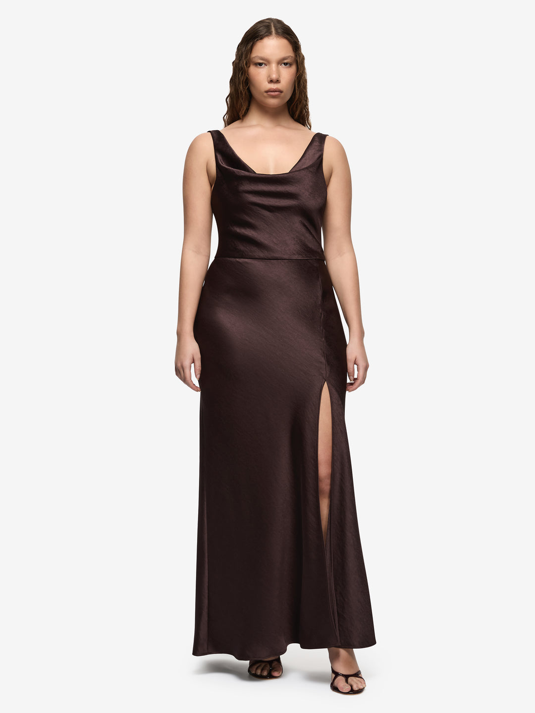 AUSTEN COWL NECK MAXI DRESS - DARK CHOCOLATE
