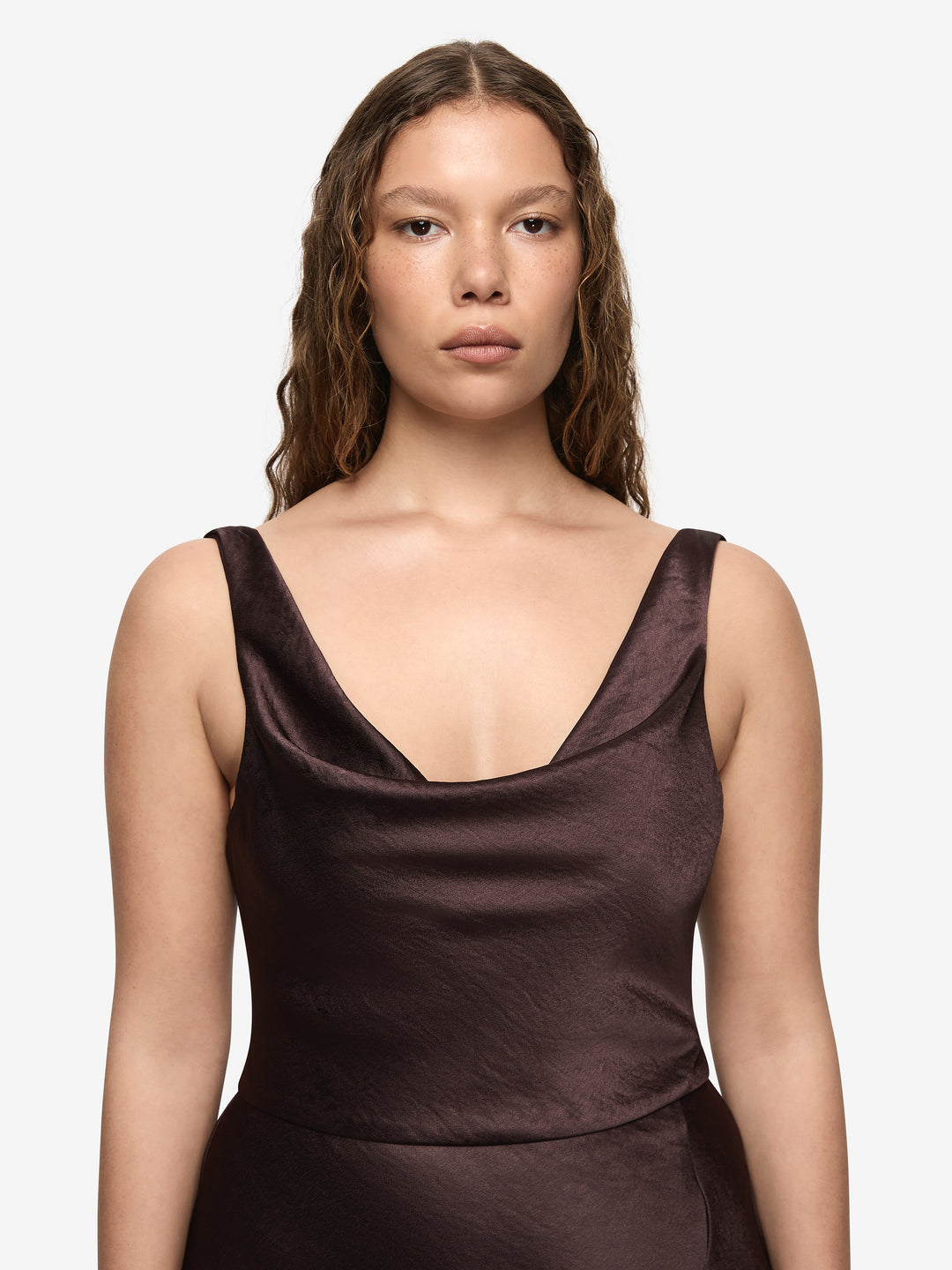 AUSTEN COWL NECK MAXI DRESS - DARK CHOCOLATE