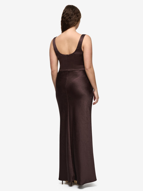 AUSTEN COWL NECK MAXI DRESS - DARK CHOCOLATE