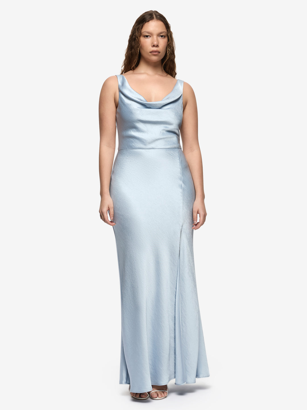 AUSTEN COWL NECK MAXI DRESS - DUSTY BLUE