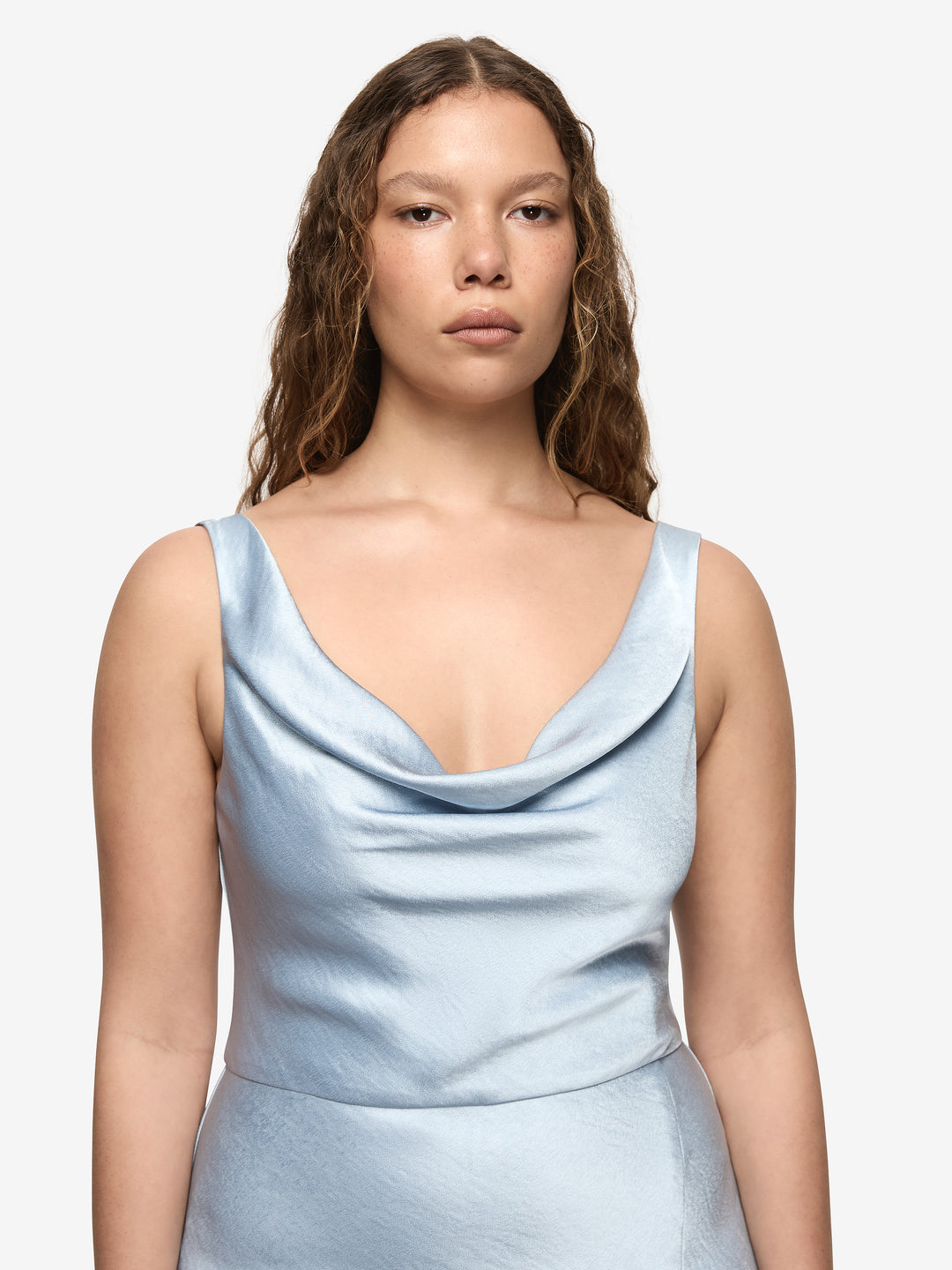 AUSTEN COWL NECK MAXI DRESS - DUSTY BLUE