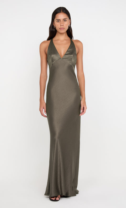 THE DREAMER V NECK DRESS - DK WILLOW