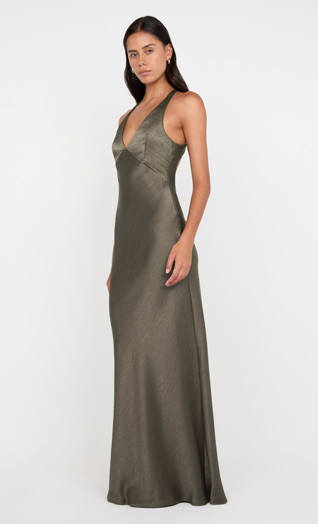 THE DREAMER V NECK DRESS - DK WILLOW