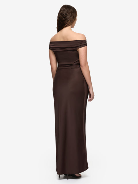 ETERNITY OFF SHOULDER MAXI - DARK CHOCOLATE