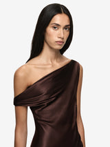 SOL ASYM DRESS - DARK CHOCOLATE
