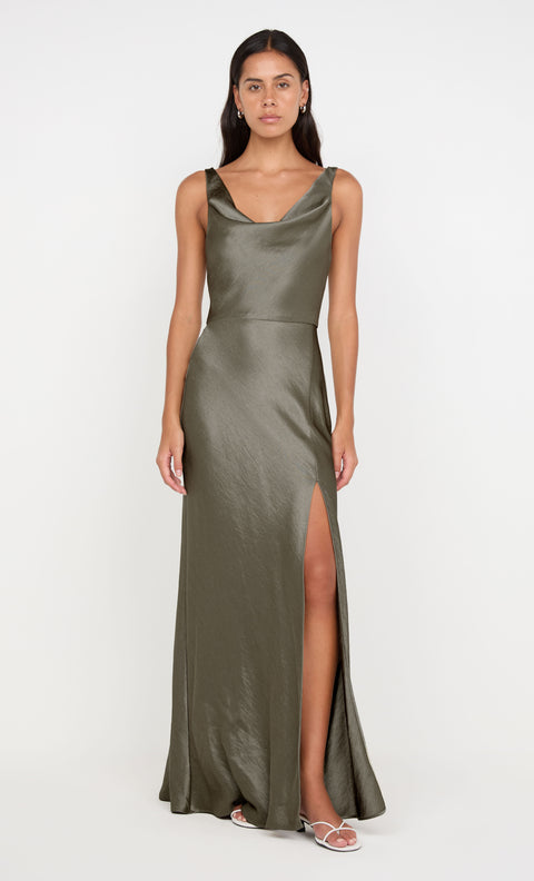AUSTEN COWL NECK MAXI DRESS - DK WILLOW