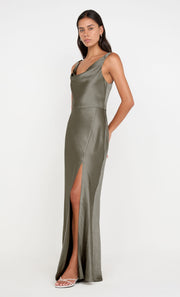 AUSTEN COWL NECK MAXI DRESS - DK WILLOW