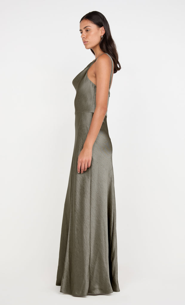AUSTEN COWL NECK MAXI DRESS - DK WILLOW