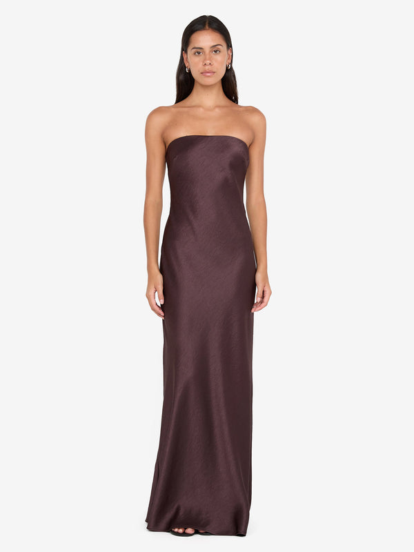 AUSTEN STRAPLESS MAXI DRESS - DARK CHOCOLATE
