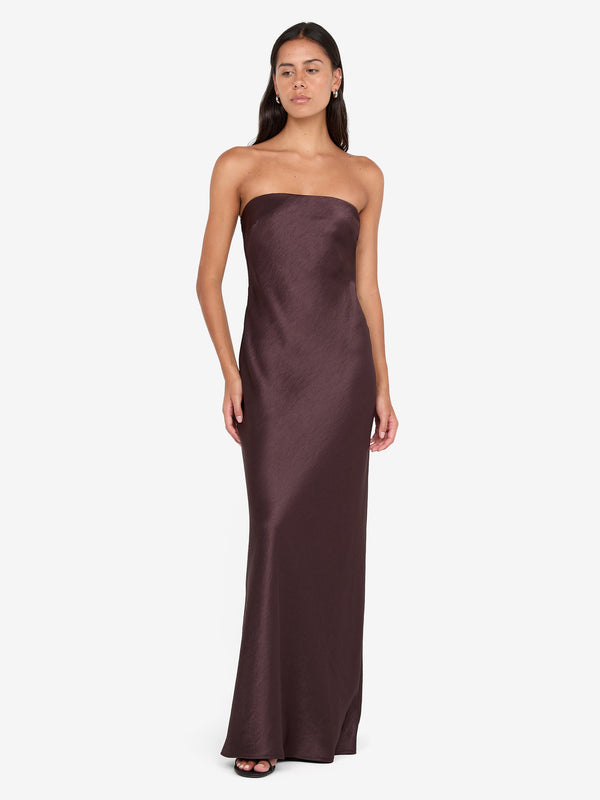 AUSTEN STRAPLESS MAXI DRESS - DARK CHOCOLATE