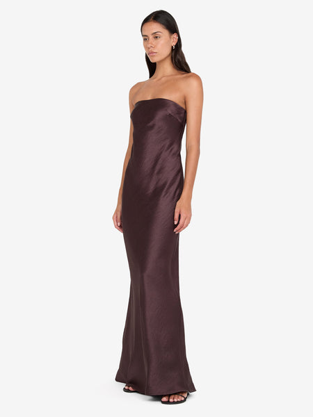 bec and bridge brown strapless dress Austen Maxi in Dark Chocolate sculpted