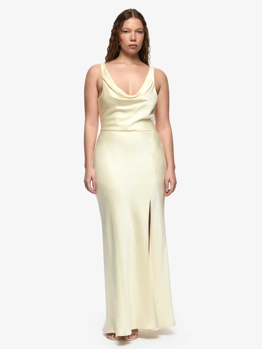 AUSTEN COWL NECK MAXI DRESS - ICE YELLOW