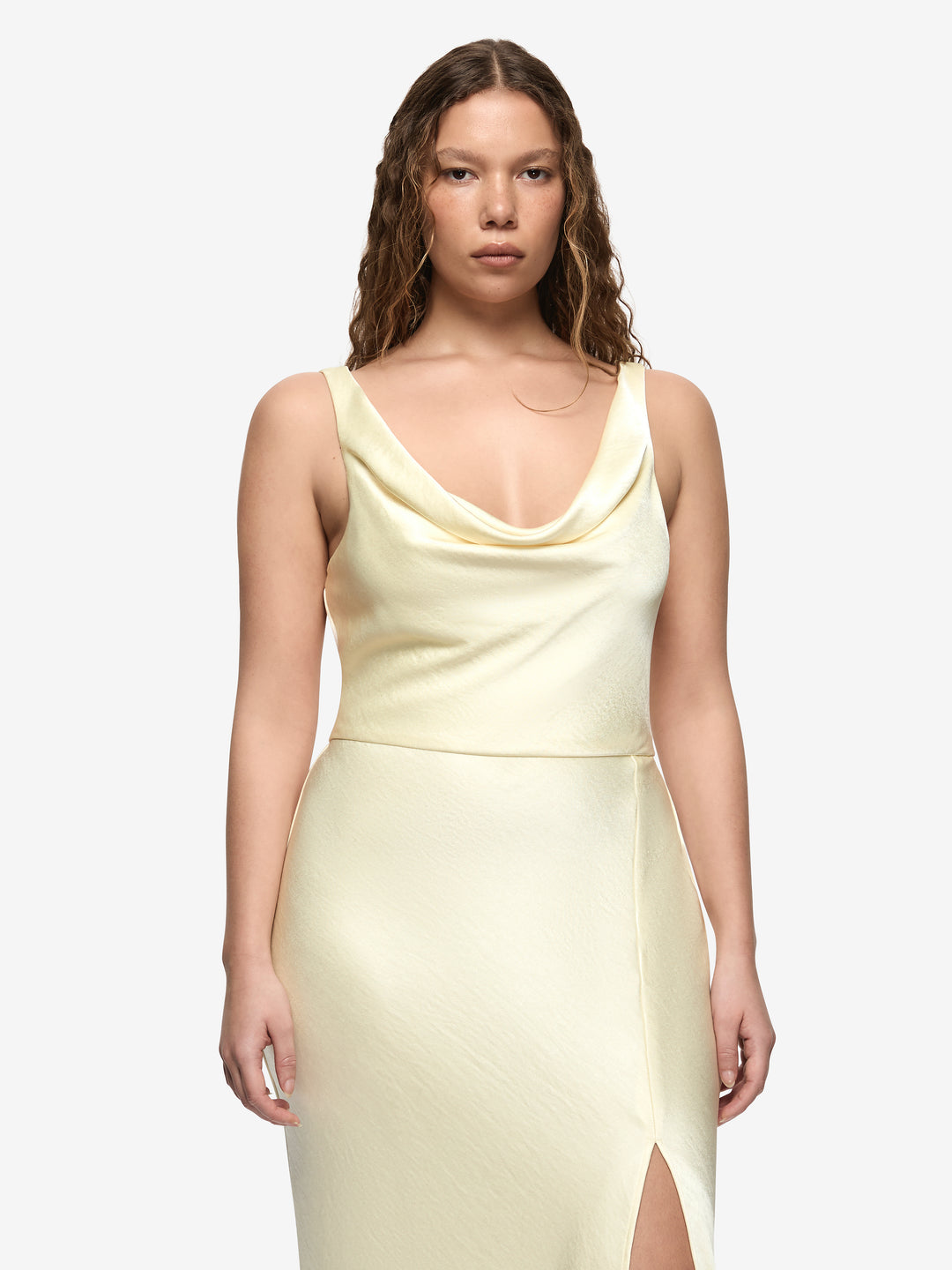 Austen Cowl Neck Maxi Dress in Ice Yellow