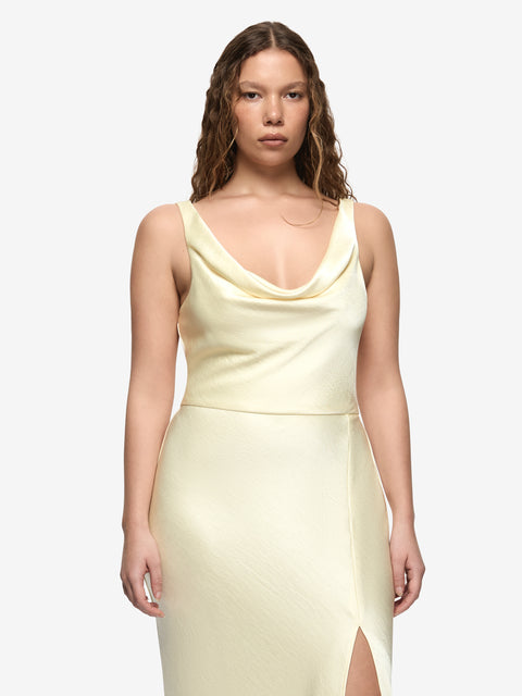 AUSTEN COWL NECK MAXI DRESS - ICE YELLOW