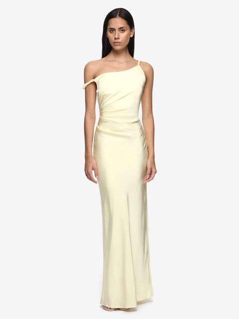 LUNETTA TWIST STRAP DRESS - ICE YELLOW