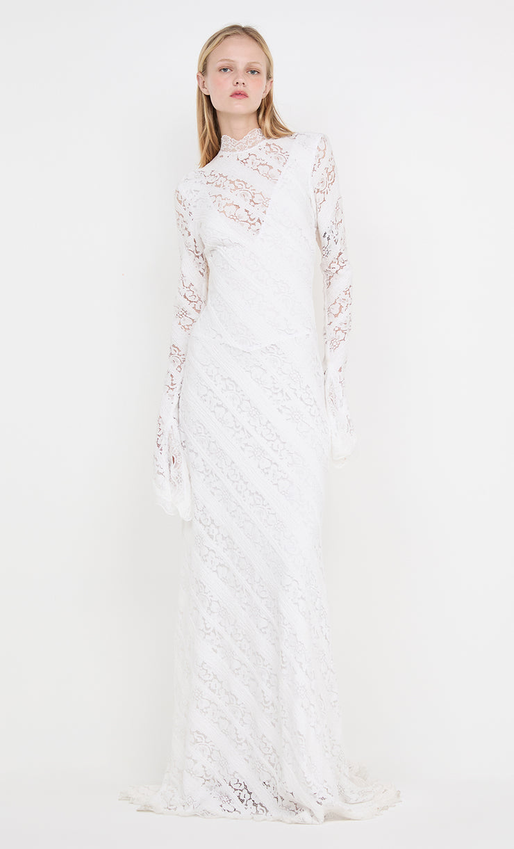 HENRIETTA LONG SLEEVE GOWN - WHITE
