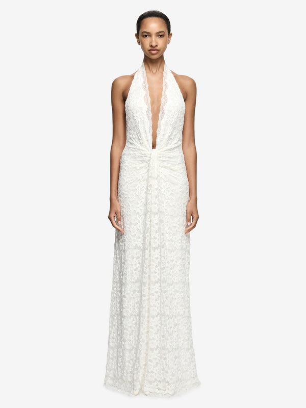 PINA HALTER GOWN - IVORY