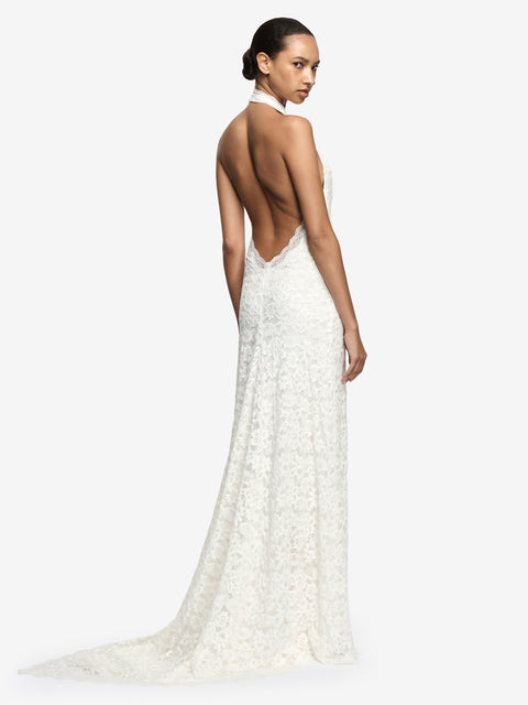 PINA HALTER GOWN - IVORY