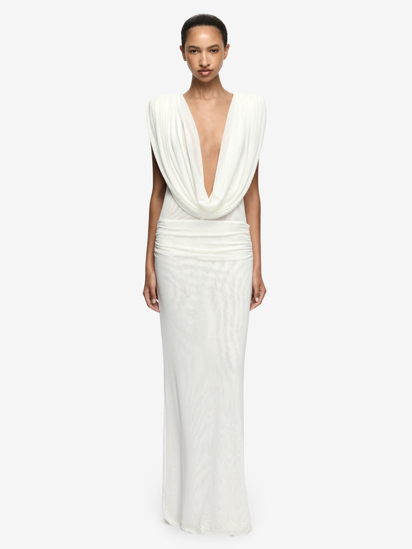 ARIANNA COWL NECK MAXI DRESS - IVORY