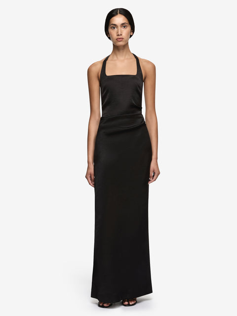 MELODY HALTER MAXI DRESS - BLACK