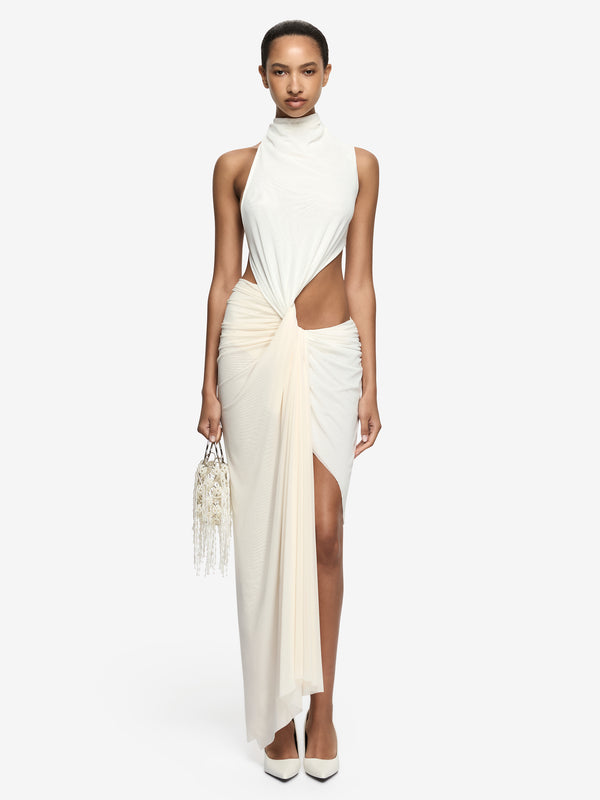 VALLETTA ASYM DRESS - IVORY/BUTTERCREAM