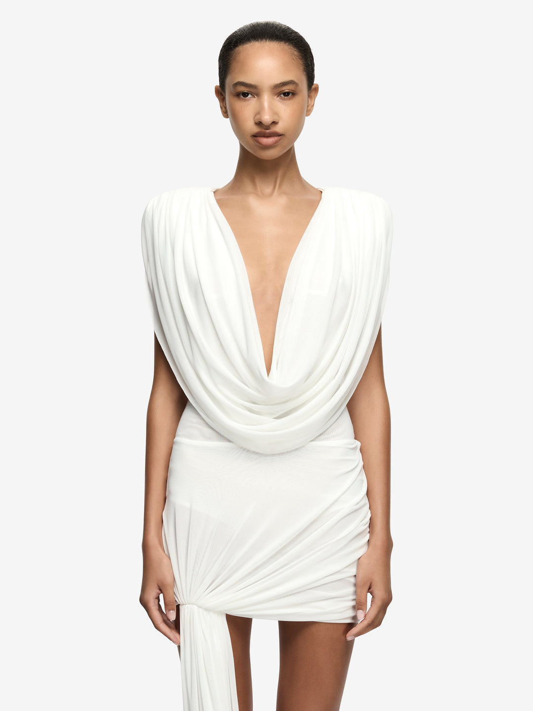 ARIANNA COWL MINI DRESS - IVORY
