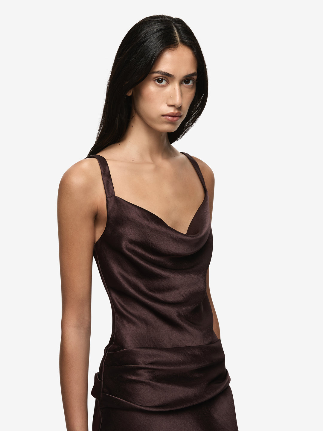 MELODY COWL NECK MAXI DRESS - DARK CHOCOLATE