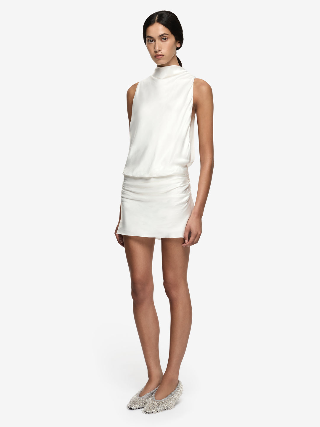 EYRE HIGH NECK MINI DRESS - IVORY