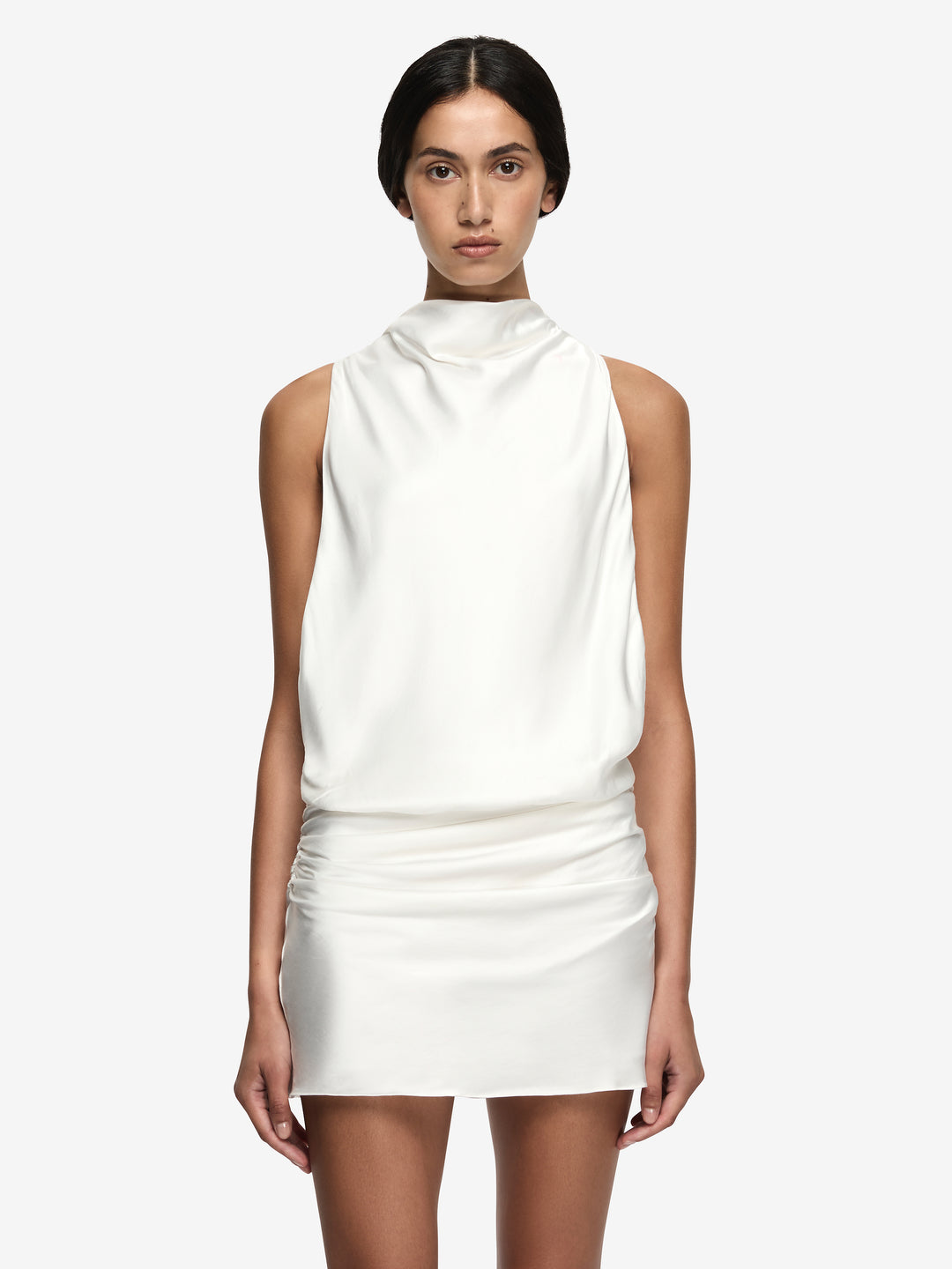 EYRE HIGH NECK MINI DRESS - IVORY