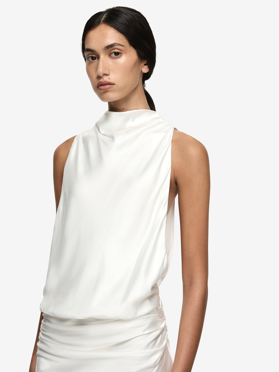 EYRE HIGH NECK MINI DRESS - IVORY