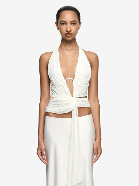 ARIANNA HALTER TOP - IVORY