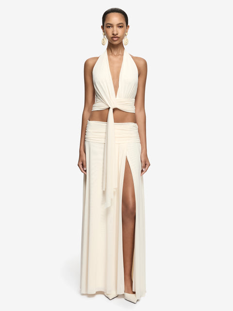 CHARLIZE HALTER TOP - BUTTERCREAM
