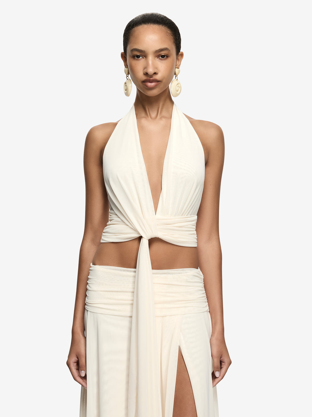 CHARLIZE HALTER TOP - BUTTERCREAM