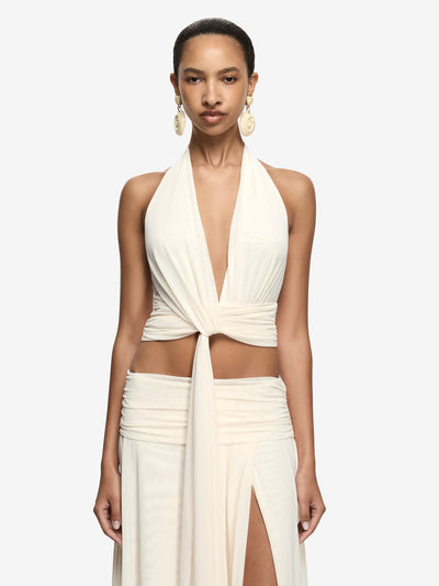 CHARLIZE HALTER TOP - BUTTERCREAM