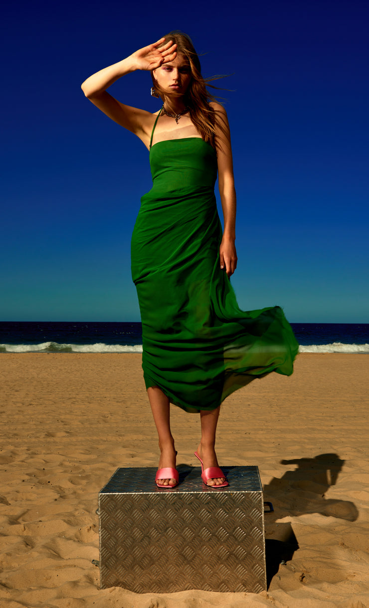 AIDA DRAPED MAXI DRESS - PINE GREEN