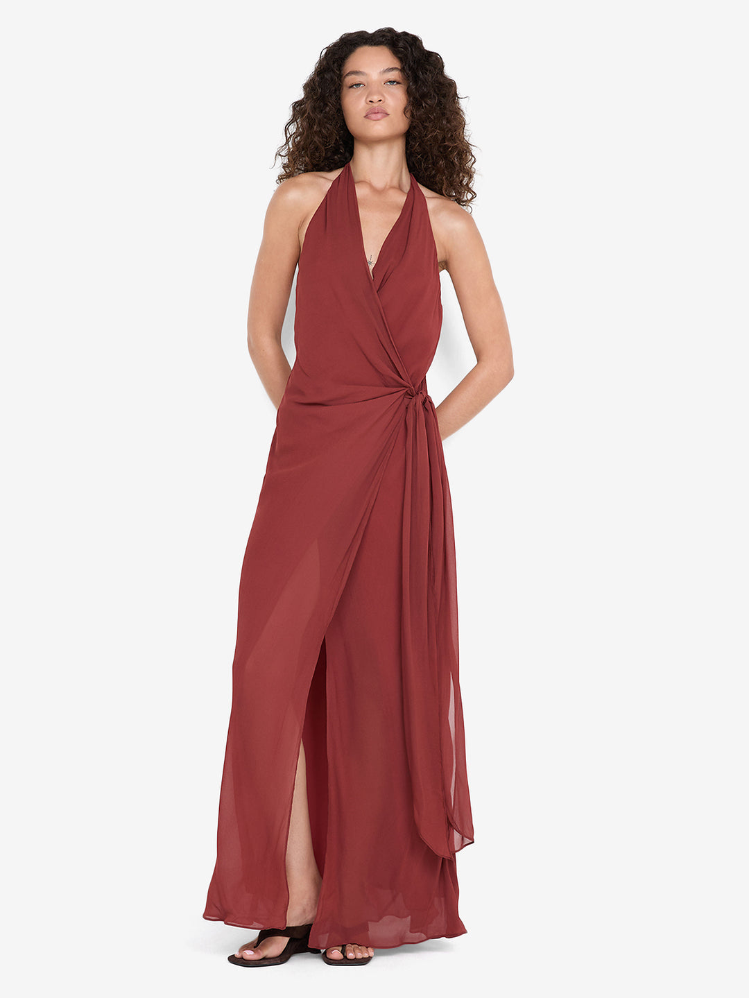SONEVA WRAP DRESS - RUST