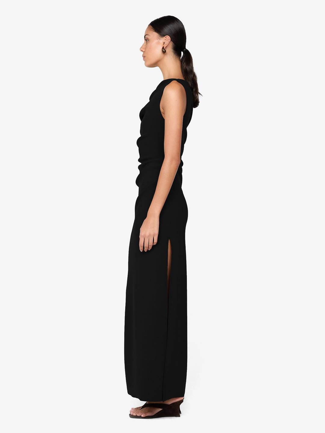 LEORA ASYM MAXI DRESS - BLACK