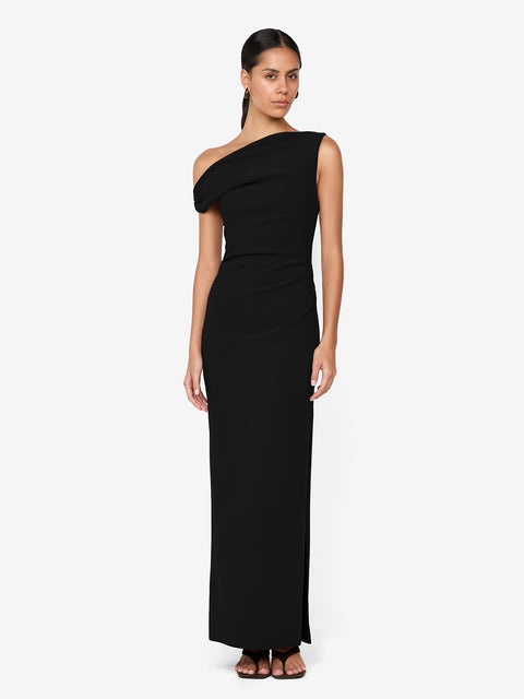 LEORA ASYM MAXI DRESS - BLACK